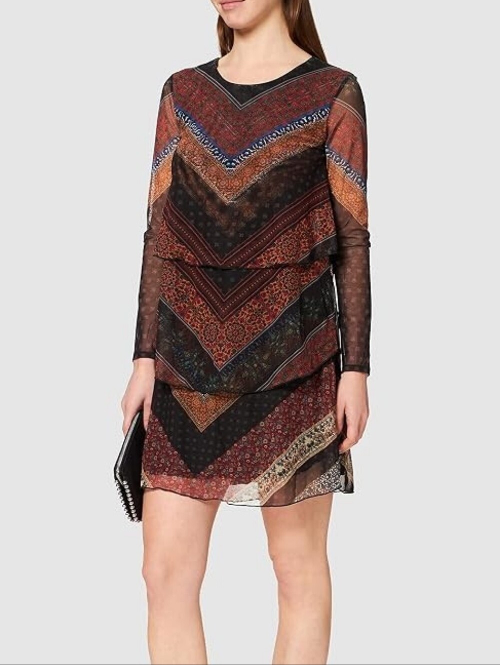 Desigual Long-Sleeve Chevron Print Dress